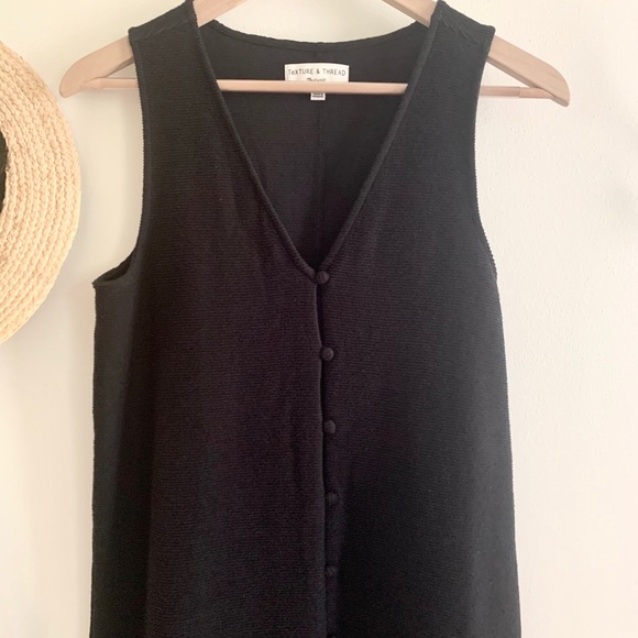 Madewell Texture & Thread Black Button Front Dress - Picture 3 of 6